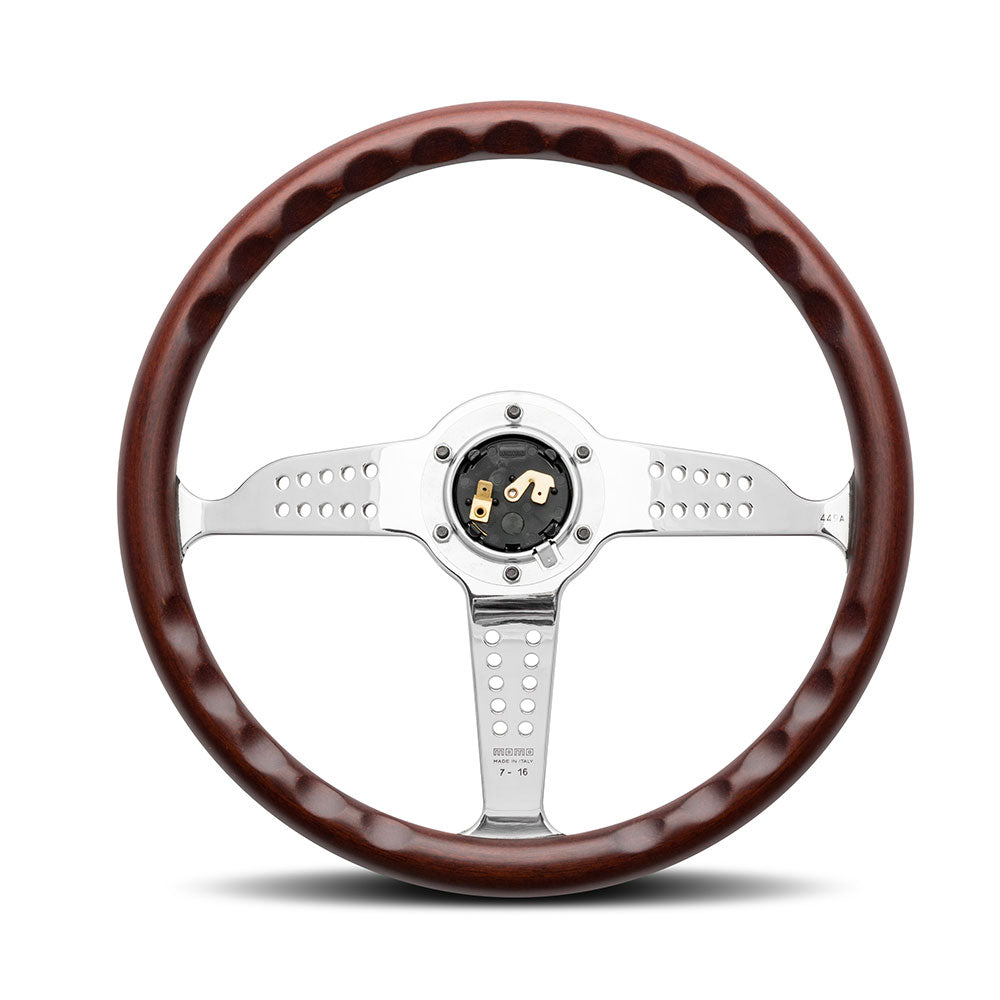 Volante Momo Super Grand Prix a Calice (37 mm), Legno, Razze Cromate - 35 cm