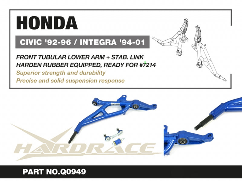Carica immagine in Galleria Viewer, Bracci Oscillanti Inferiori Anteriori Tubolari Hardrace per Honda Civic EG / EH / EJ
