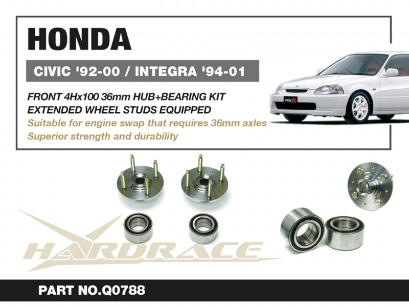Carica immagine in Galleria Viewer, Kit Cuscinetti e Mozzi Ruota Anteriori Hardrace per Honda Civic EK / EJ / EM
