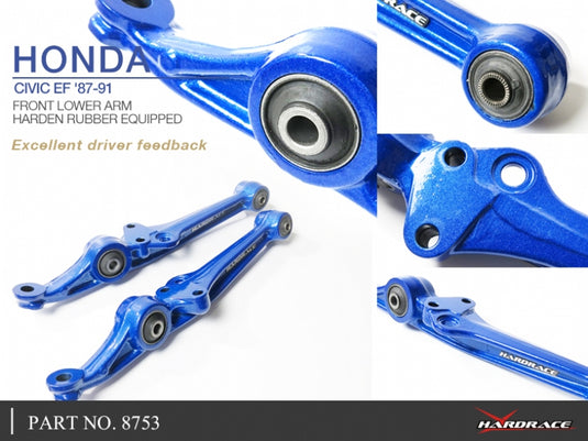 Bracci Inferiori Anteriori Hardrace Blu per Honda CRX ED / EE