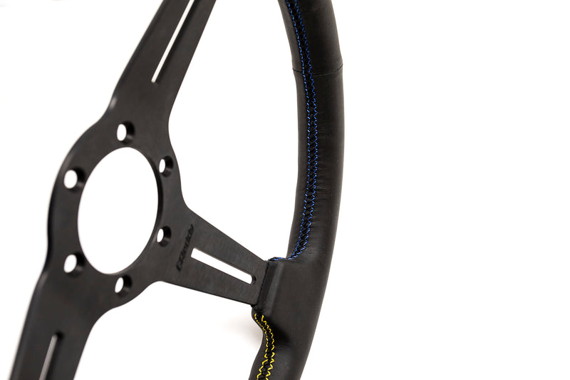 Carica immagine in Galleria Viewer, Volante GReddy "Medium Type" a Calice (47 mm), Pelle Nera, Razze Nere - 340 mm
