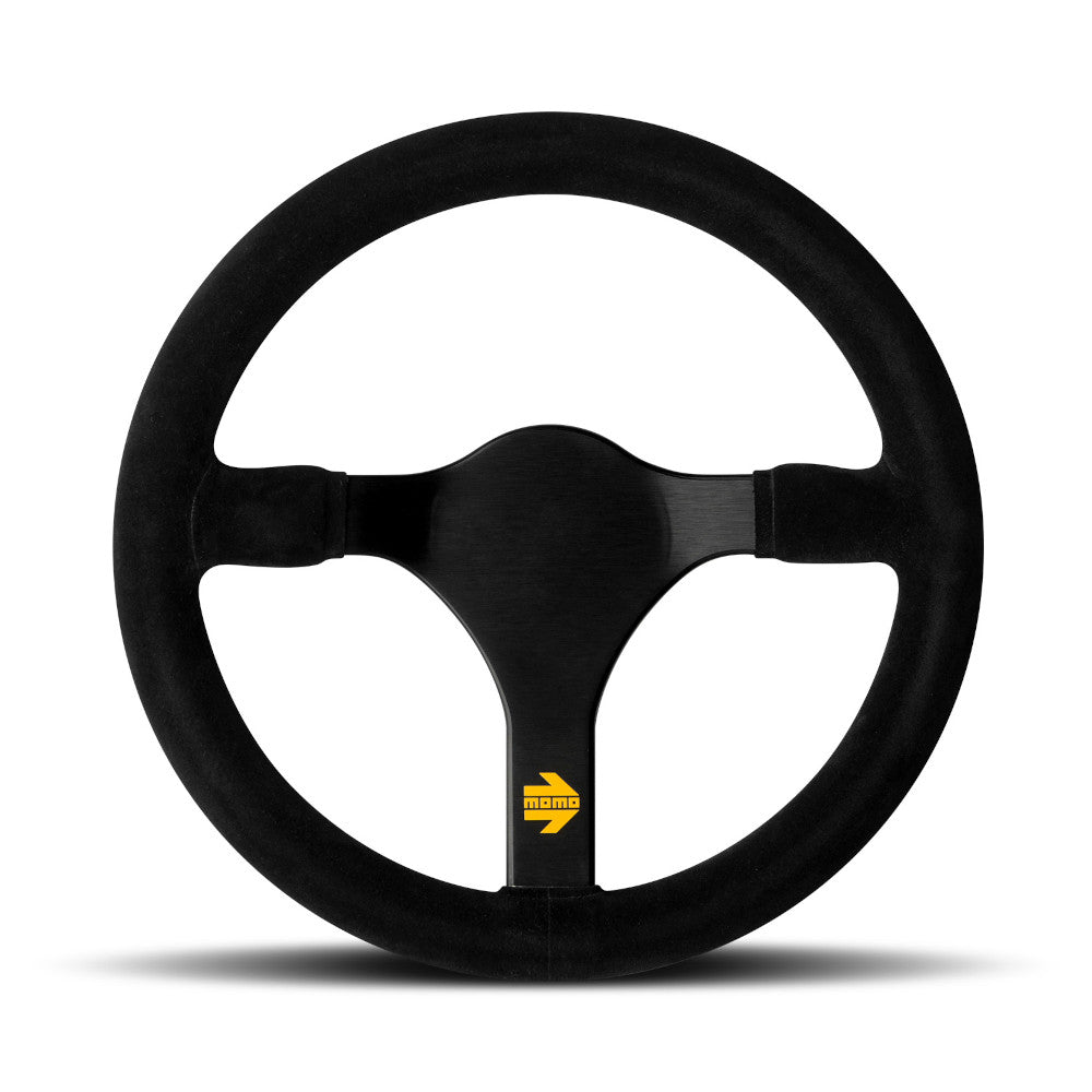 Volante Momo Mod. 31, Scamosciato Nero, Razze Nere - 32 cm