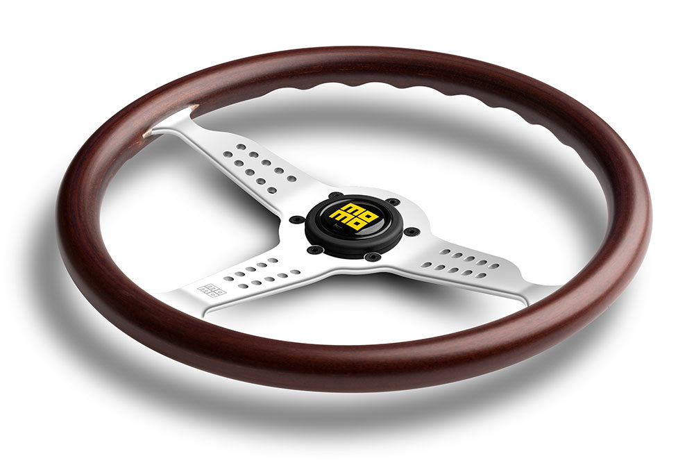 Volante Momo Super Grand Prix a Calice (37 mm), Legno, Razze Cromate - 35 cm