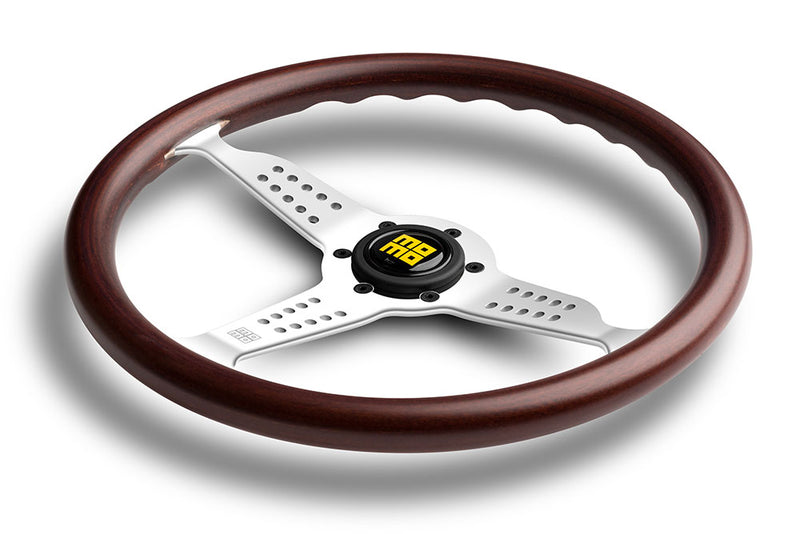 Carica immagine in Galleria Viewer, Volante Momo Super Grand Prix a Calice (37 mm), Legno, Razze Cromate - 35 cm
