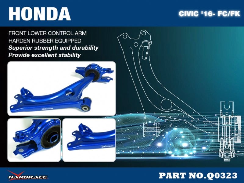 Carica immagine in Galleria Viewer, Bracci Oscillanti Inferiori Anteriori Hardrace per Honda Civic FC / FK (16-21)
