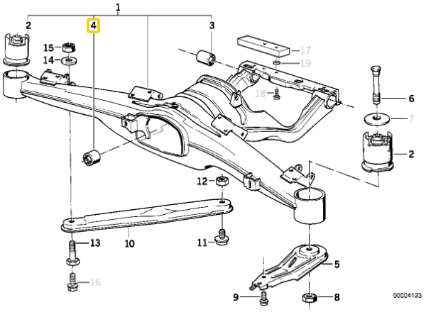 Silent Block in Poliuretano Differenziale Posteriore IRP per BMW E34