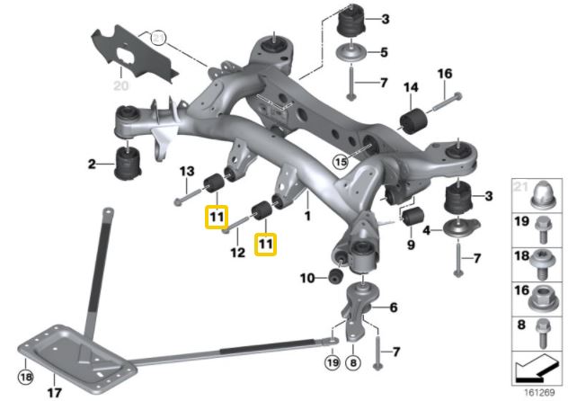Silent Block Rigidi Differenziale Posteriore IRP per BMW Serie 1 E8X
