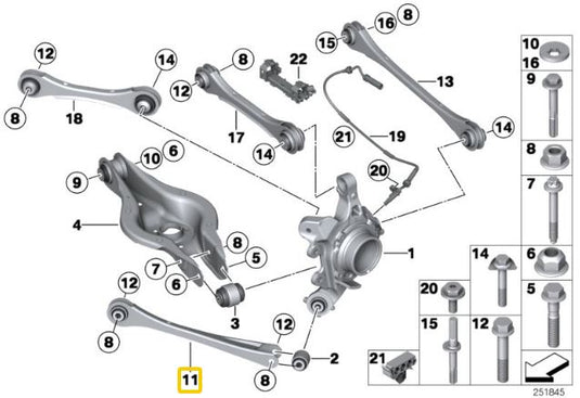 Tiranti Inferiori Posteriori IRP in Alluminio per BMW Serie 2 F2X - Non M