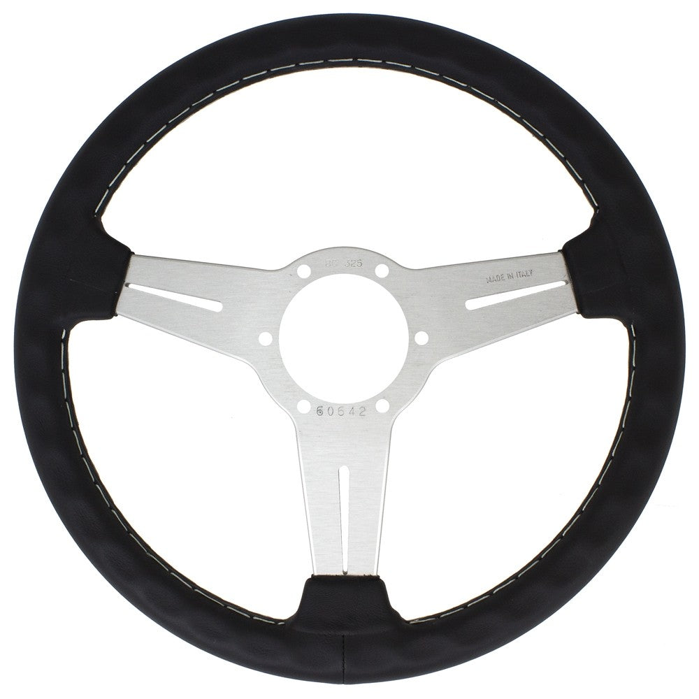 Volante Nardi Classic ND33, Pelle Nera, Razze in Alluminio, Cuciture Grigie, a Calice 40 mm
