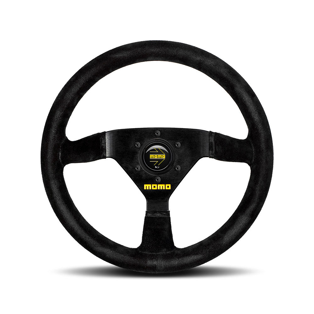 Volante Momo Mod. 69 a Calice (39 mm), Scamosciato Nero, Razze Nere - 35 cm