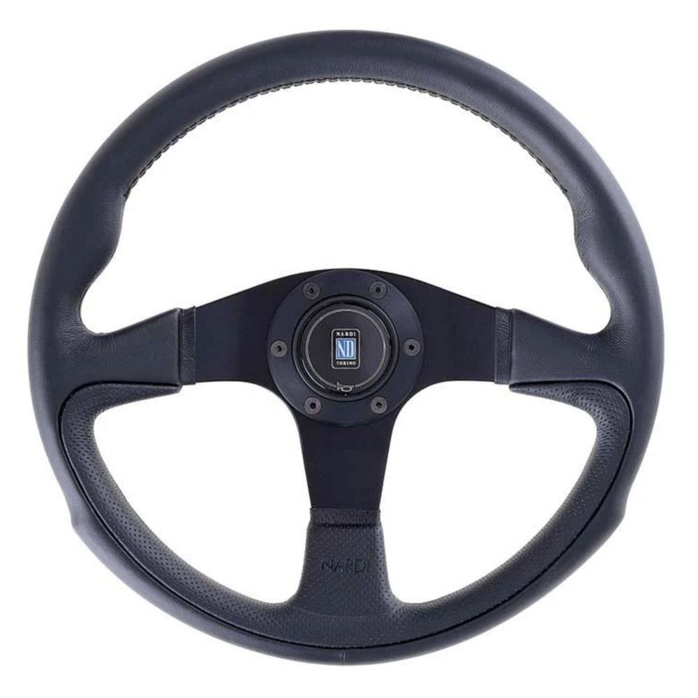 Volante Nardi Challenge, Pelle Nera, Razze Nere, Cuciture Nere, a Calice 45 mm, Ø35 cm