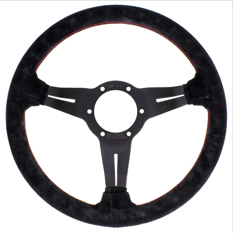 Carica immagine in Galleria Viewer, Volante Nardi Deep Corn Ø33, Scamosciato Nero, Razze Nere, Cuciture Rosse, a Calice 50 mm
