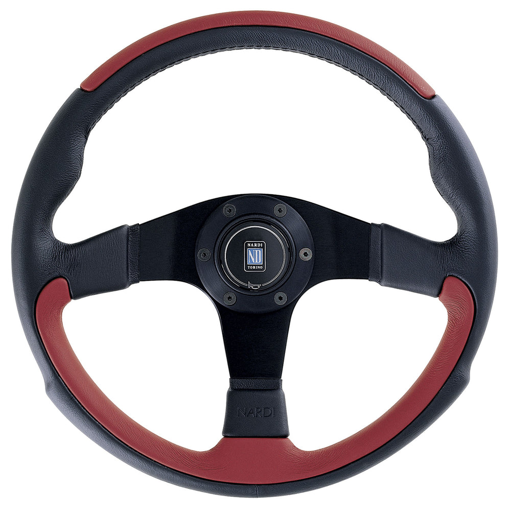 Volante Nardi Leader, Pelle Rossa, Razze Nere, Ø35 cm
