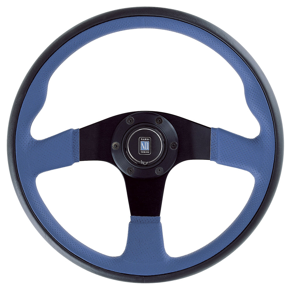 Volante Nardi Twin Line, Pelle Blu, Razze Nere, Ø35 cm