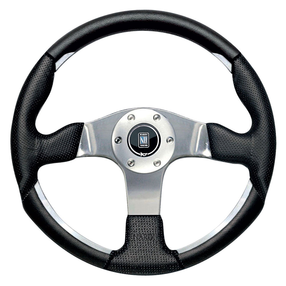 Volante Nardi ND1, Pelle Nera Forata, Razze Cromate, Ø35 cm