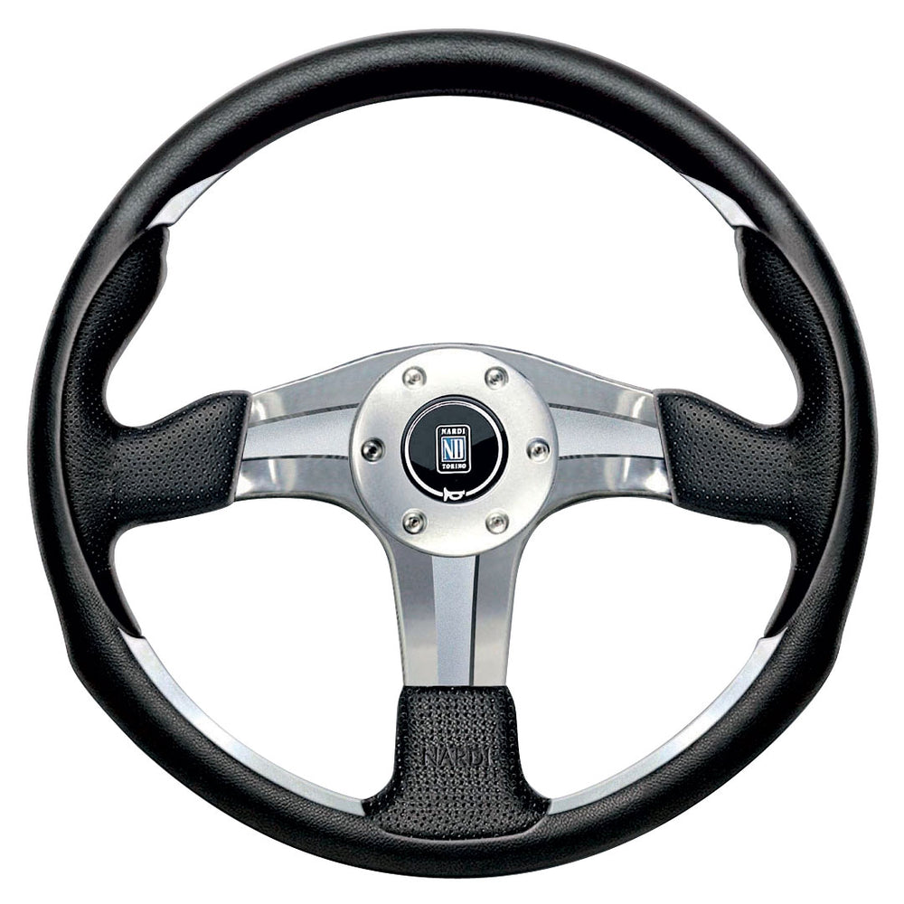 Volante Nardi ND4, Pelle Nera, Razze Cromate, Ø35 cm