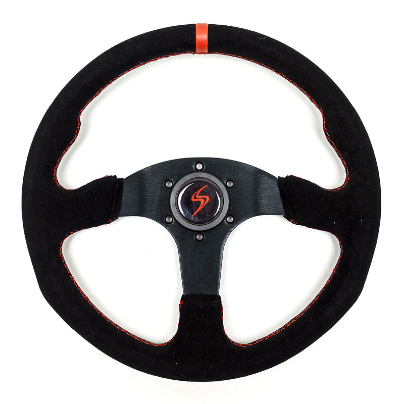 Carica immagine in Galleria Viewer, Volante Piatto, Scamosciato Nero, Razze Nere
