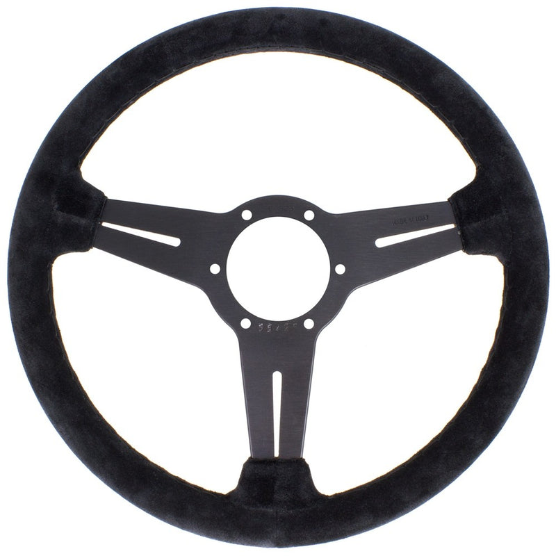 Carica immagine in Galleria Viewer, Volante Nardi Classic ND36, Scamosciato Nero, Razze Nere, Cuciture Nere, a Calice 40 mm
