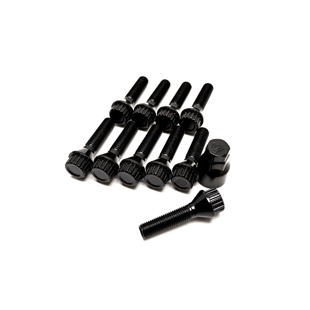Bulloni Ruota Lunghi Neri M12x1.5 (Confezione da 20 + Bussola)