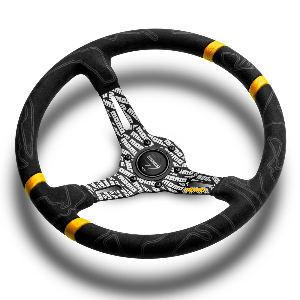 Volante Momo Ultra in Alcantara, a Calice (90 mm), Razze Nere - 35 cm