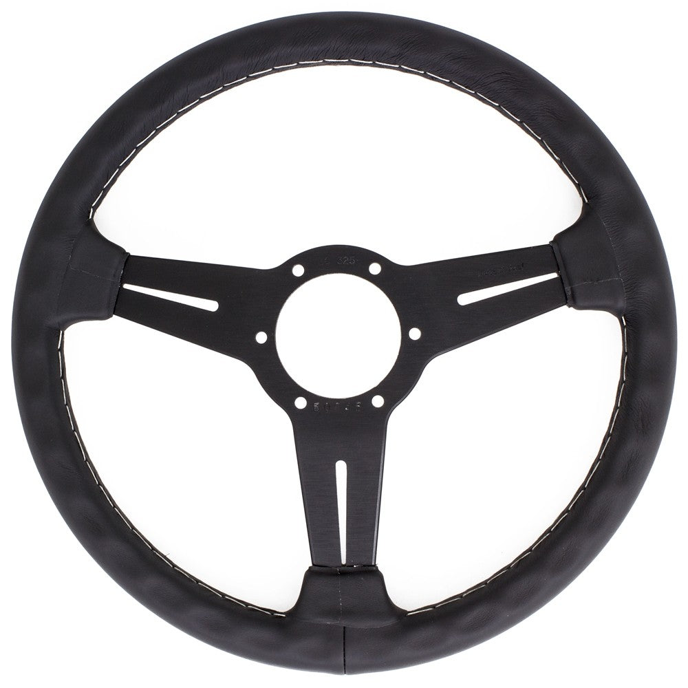 Volante Nardi Classic ND33, Pelle Nera, Razze Nere, Cuciture Grigie, a Calice 40 mm