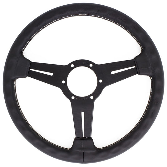 Volante Nardi Classic ND33, Pelle Nera, Razze Nere, Cuciture Grigie, a Calice 40 mm