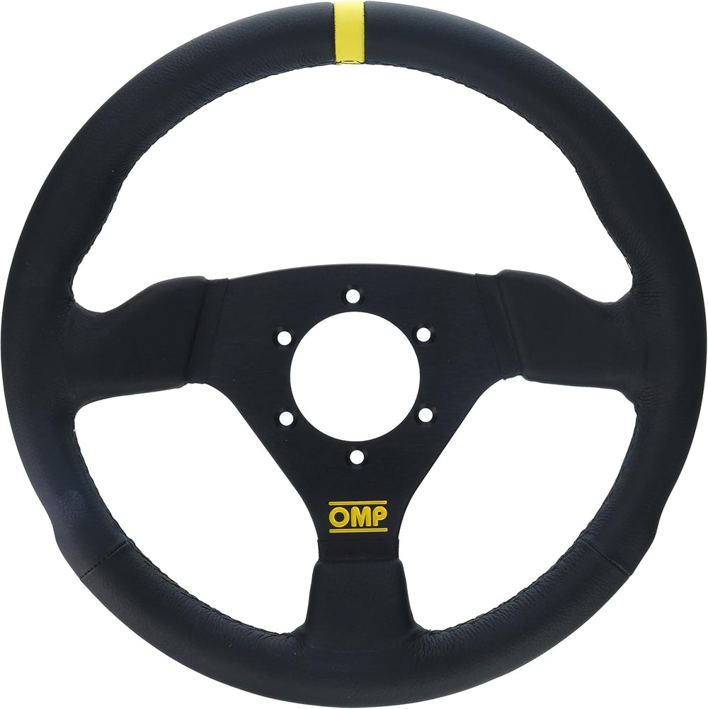 Volante OMP Trecento Piatto, Pelle Nera, Razze Nere