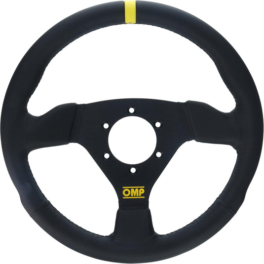 Volante OMP Trecento Piatto, Pelle Nera, Razze Nere