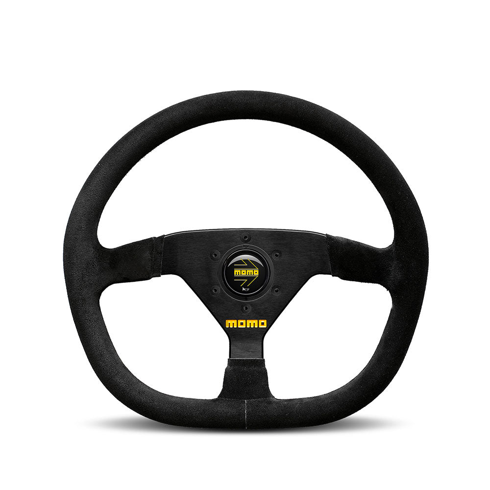 Volante Momo Mod. 88 a Calice (43 mm), Scamosciato Nero, Razze Nere - 32 cm
