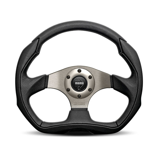 Volante Momo Eagle a Calice (40 mm), Pelle Nera, Razze Antracite - 35 cm