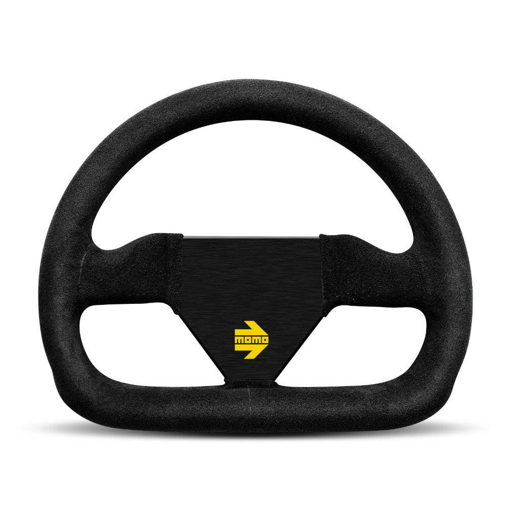 Volante Momo Mod. 12, Scamosciato Nero, Razze Nere - 25 cm