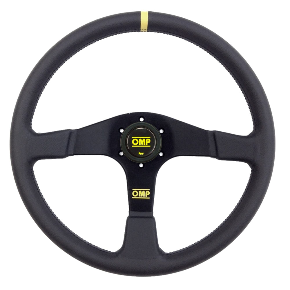 Volante OMP Velocità 380 mm Piatto, Pelle Nera, Razze Nere