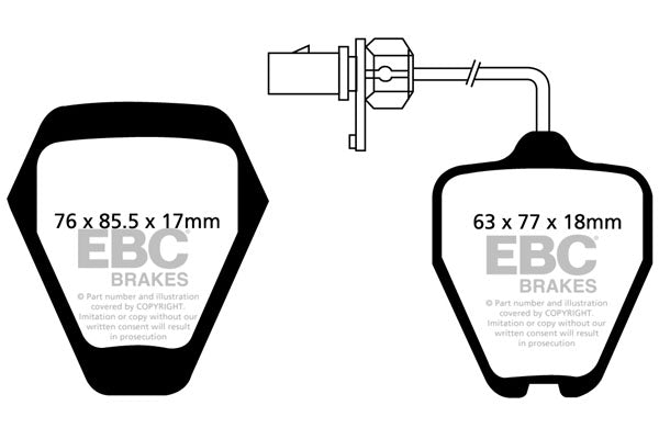 Pastiglie Freno EBC Yellowstuff DP41094R per Audi A6 quattro (C5/4B) e Audi A6 quattro Avant (C5/4B)