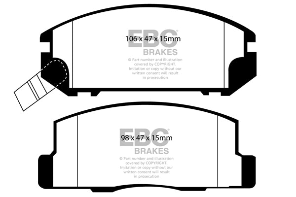 Pastiglie Freno EBC Yellowstuff DP41107R per Toyota MR2 (Mk2) e Toyota MR2 (Mk3)