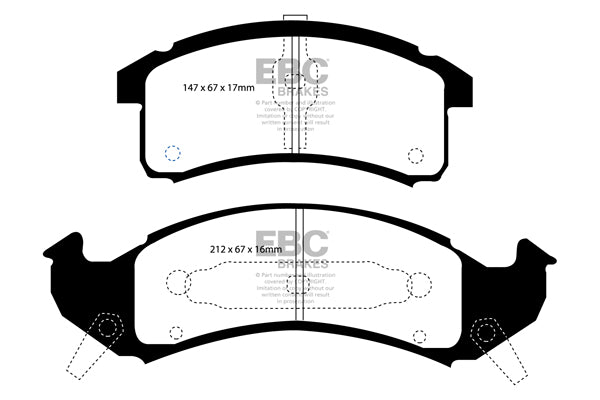 Pastiglie Freno EBC Greenstuff DP21271 per Cadillac Allante, Chevrolet Camaro (4th Gen) e altre
