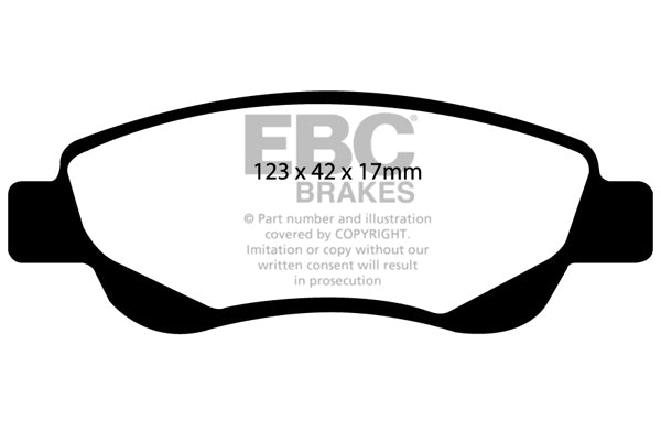 Pastiglie Freno EBC Yellowstuff DP41597R per Citroen C1, Toyota Aygo e altre