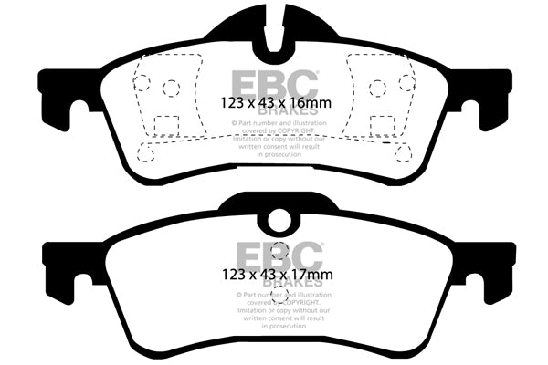 Pastiglie Freno EBC Ultimax DP1701 per Mini Convertible (R52), Mini Hatch (1st Gen)(R50) e altre
