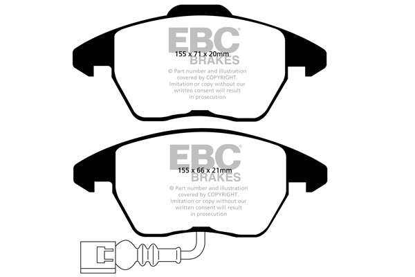 Pastiglie Freno EBC Orangestuff DP91945 per Audi TT (8J), Audi TT quattro (8J) e altre