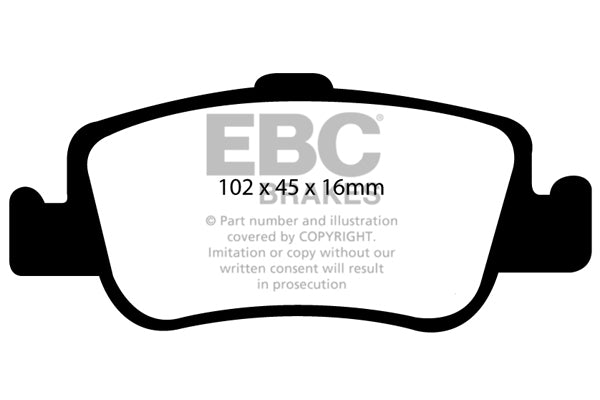 Pastiglie Freno EBC Yellowstuff DP41949R per Toyota Auris