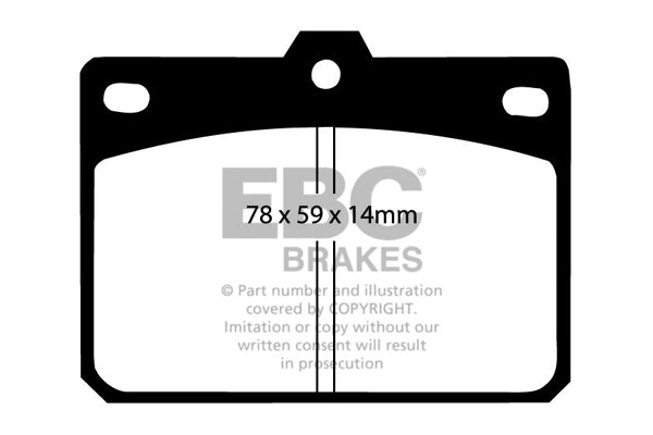 Pastiglie Freno EBC Ultimax DP196 per Hyundai Pony, Mitsubishi Colt e altre