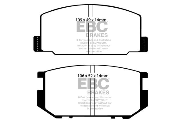 Pastiglie Freno EBC Ultimax DP532 per Daihatsu Charmant, Toyota Carina e altre