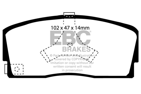 Pastiglie Freno EBC Ultimax DP765 per Daihatsu Charade e Daihatsu Applause