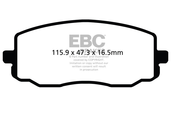 Pastiglie Freno EBC Ultimax DPX2050 per Hyundai i-10 e Hyundai i-20 (PB)