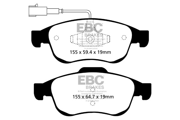 Pastiglie Freno EBC Yellowstuff DP42078R per Alfa Romeo Giulietta (940)