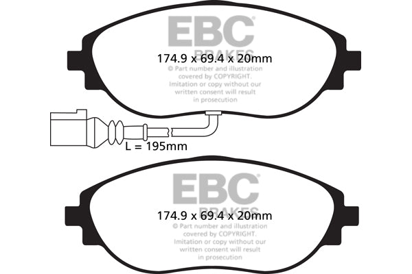 Pastiglie Freno EBC Bluestuff NDX DP52127NDX per Volkswagen Tiguan (Mk2), Volkswagen Golf (Mk7) e altre