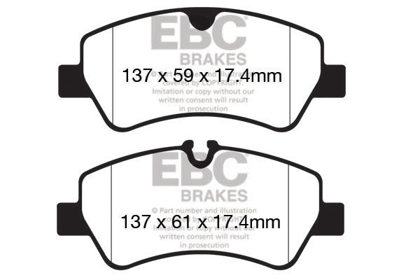 Pastiglie Freno EBC Ultimax DPX2152 per Ford Transit (4th Gen), Ford Transit Custom e altre