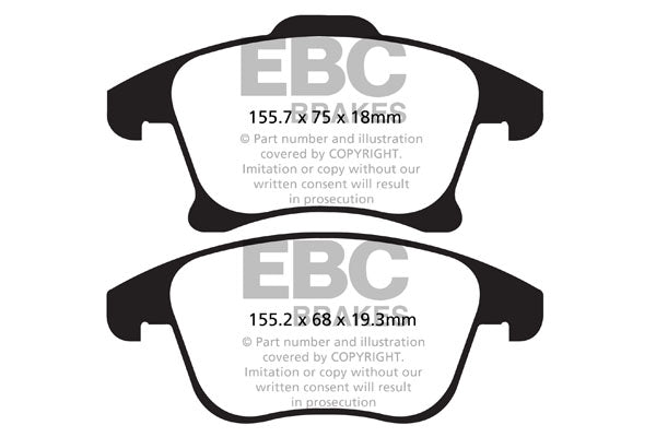Pastiglie Freno EBC Greenstuff DP22159 per Ford Mondeo Estate (Mk5), Ford Mondeo Hatchback (Mk5) e altre
