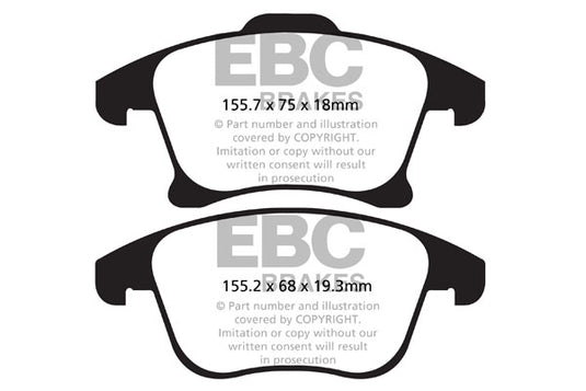 Pastiglie Freno EBC Ultimax DPX2159 per Ford Mondeo Estate (Mk5), Ford Mondeo Hatchback (Mk5) e altre