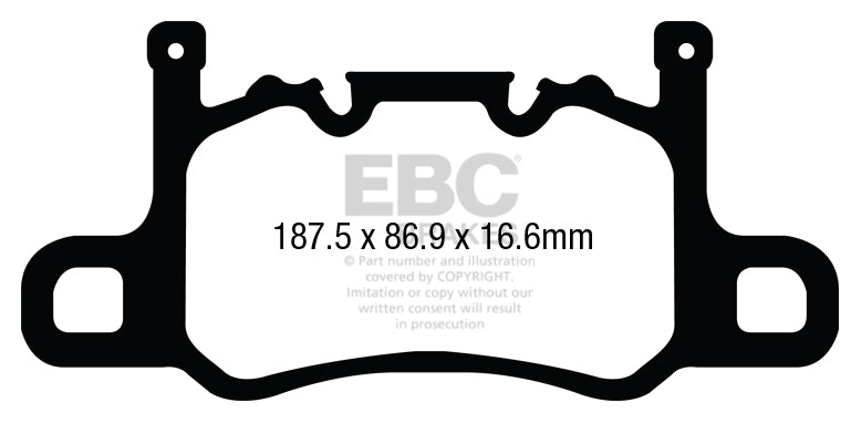 Pastiglie Freno EBC Yellowstuff DP42207R per Porsche 911 (991) (in ghisa disco Only), Porsche 911 (991/2) (in ghisa disco Only) e altre