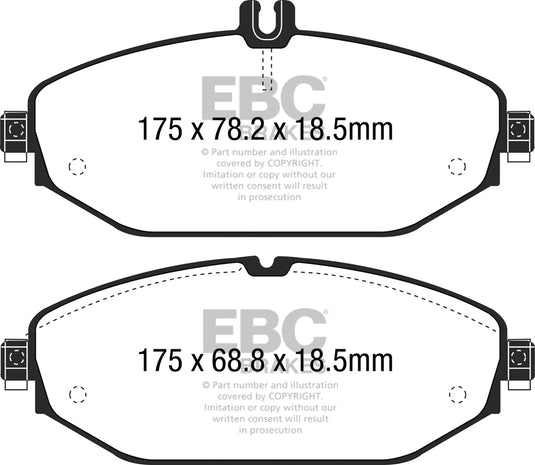 Pastiglie Freno EBC Ultimax DPX2214 per Mercedes-Benz Classe C (W205), Mercedes-Benz Classe C Estate (S205) e altre